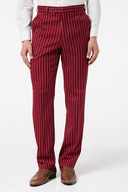 Terry - Mens Maroon Tweed Pinstripe Trousers