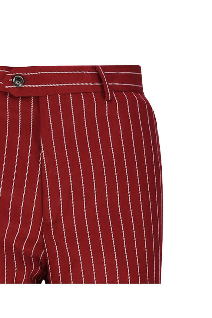 Terry - Mens Maroon Tweed Pinstripe Trousers