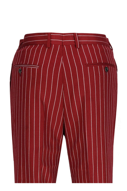 Terry - Mens Maroon Tweed Pinstripe Trousers