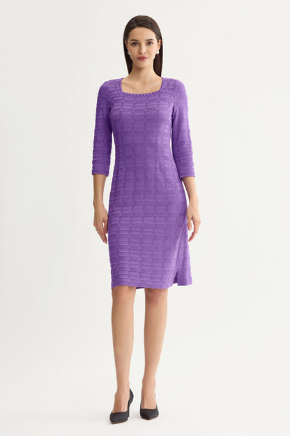 Textured Soft Knit Sheath Dress, Sunset Purple | Ming Wang
