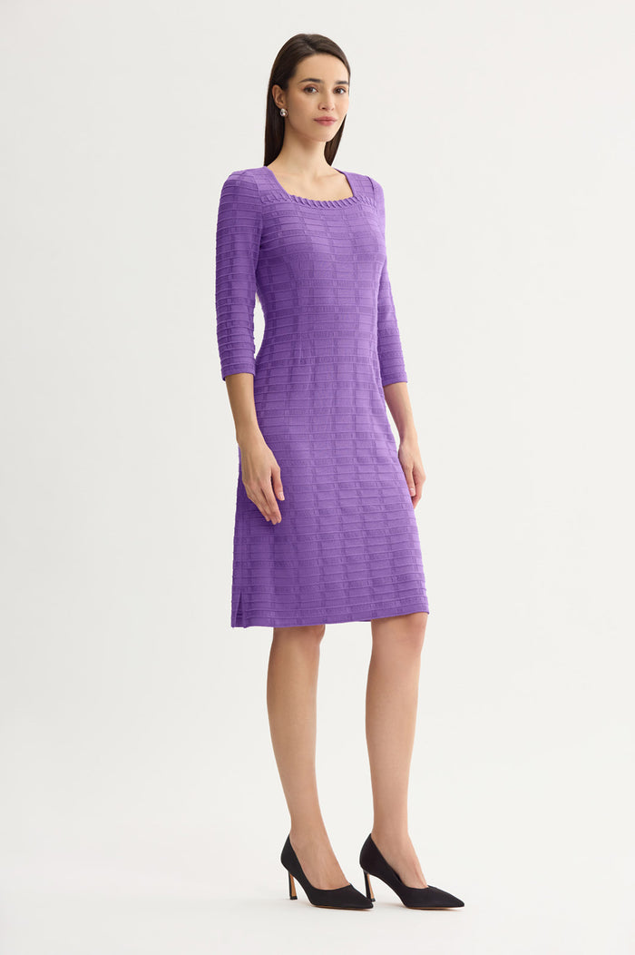 Textured Soft Knit Sheath Dress, Sunset Purple | Ming Wang