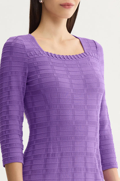 Textured Soft Knit Sheath Dress, Sunset Purple | Ming Wang