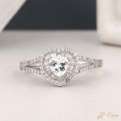 The Amara - Ballerina Halo & Split-Shank Lab Grown Diamond Pavé Heart Cut Ring