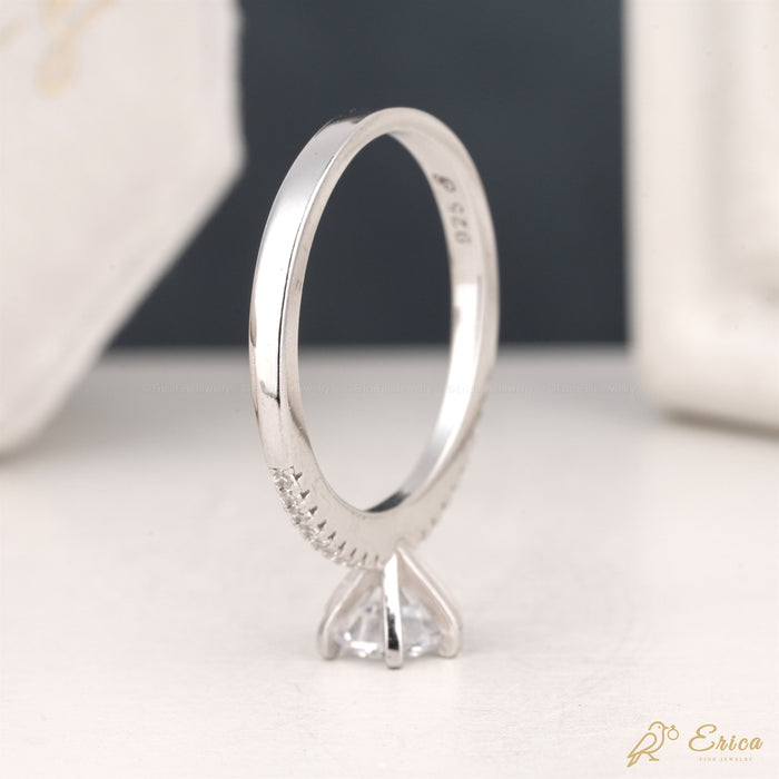 The Aurelia - Six-Prong Lab Grown Diamond Pavé Round Brilliant Ring