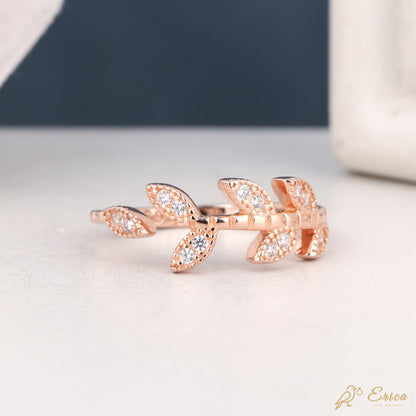 The Daphne - Vine Lab Grown Diamond Bypass Marquise Leaf Ring