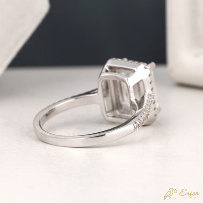 The Empress - Emerald Cut Lab Grown Diamond Halo Engagement Ring