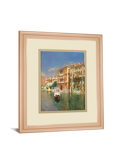 The Grand Canal, Venice By Rubens Santora - Framed Print Wall Art - Beige