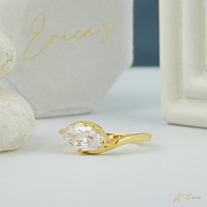 The Horizon - Marquise Lab Grown Diamond East-West Bypass Ring
