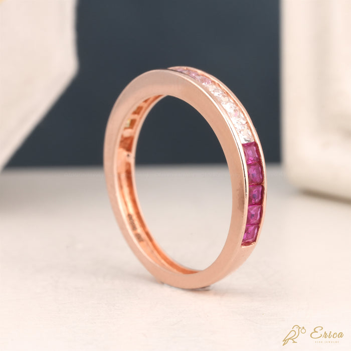 The Iris - Rainbow Ombré Princess Cut Lab Grown Diamond Channel Band