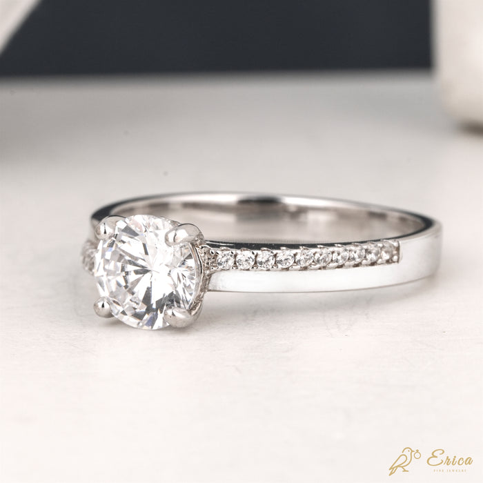The Moorgate - Round Solitaire Pavé Lab Grown Diamond Hidden Halo Engagement Ring