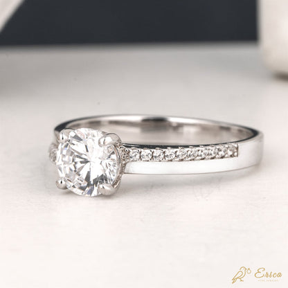 The Moorgate - Round Solitaire Pavé Lab Grown Diamond Hidden Halo Engagement Ring