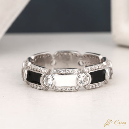 The Noir - Black & White Enamel Lab Grown Diamond Eternity Band