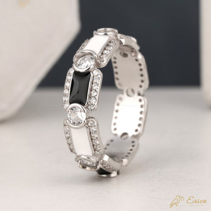 The Noir - Black & White Enamel Lab Grown Diamond Eternity Band
