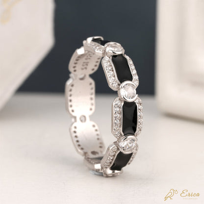 The Obsidian - Black Enamel Lab Grown Diamond Eternity Band