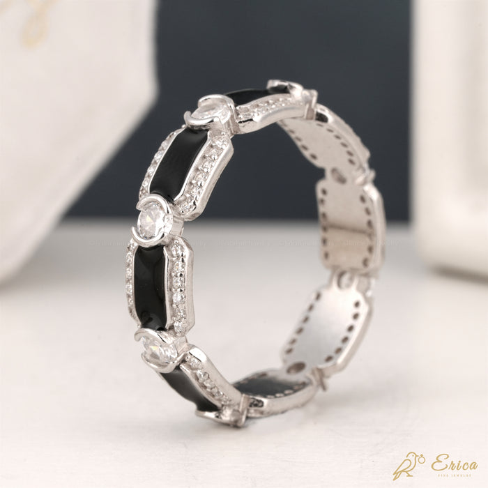 The Obsidian - Black Enamel Lab Grown Diamond Eternity Band