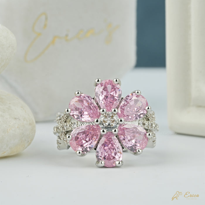 The Peony - Pink Pear Floral Lab Grown Diamond Cluster Ring