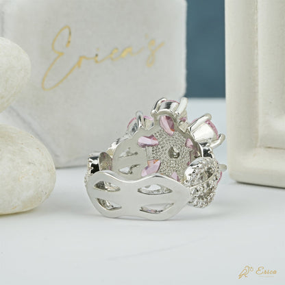 The Peony - Pink Pear Floral Lab Grown Diamond Cluster Ring