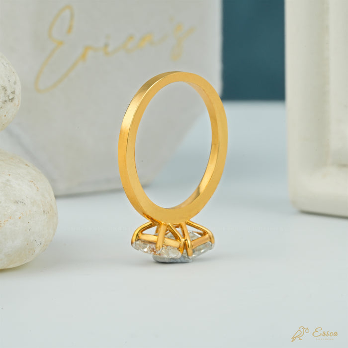 The Rendezvous - Oval & Emerald Lab Grown Diamond Toi et Moi Ring