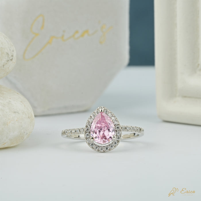 The Rosé - Pink Pear Lab Grown Diamond Halo Ring