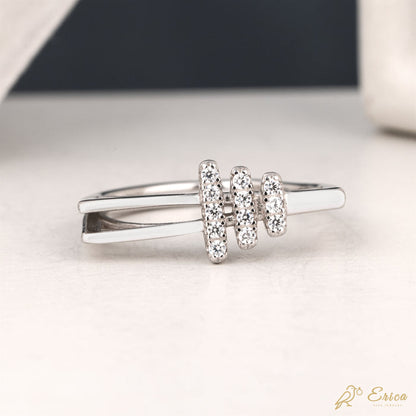 The Trio - Triple Bar Lab Grown Diamond Pavé Double Band Ring