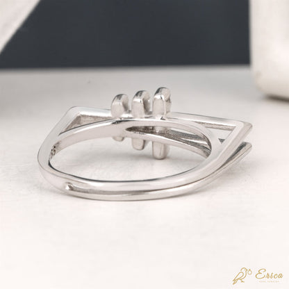 The Trio - Triple Bar Lab Grown Diamond Pavé Double Band Ring