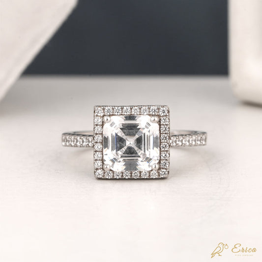 The Valencia - Asscher Cut Classic Lab Grown Diamond Halo Ring