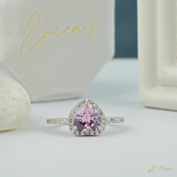 The Valentine - Pink Heart Lab Grown Diamond Halo Ring