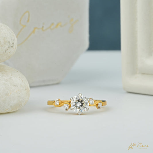 The Vine - Round Bezel Lab Grown Diamond Tendril Ring