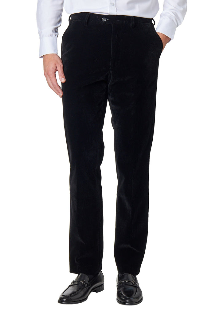 TIM - Mens Dinner Party Black Soft Velvet Trousers
