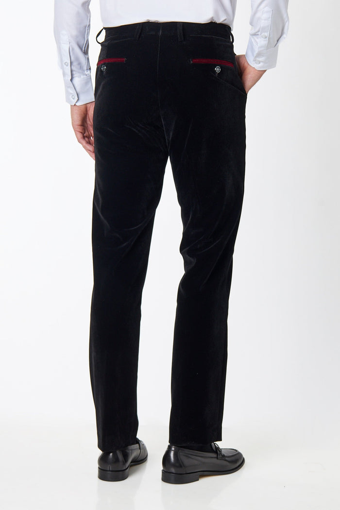 TIM - Mens Dinner Party Black Soft Velvet Trousers