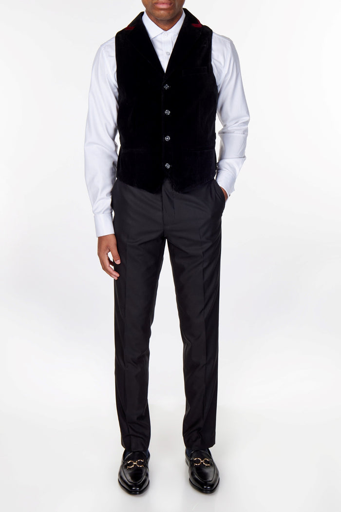 TIM Black Velvet Collar Waistcoat