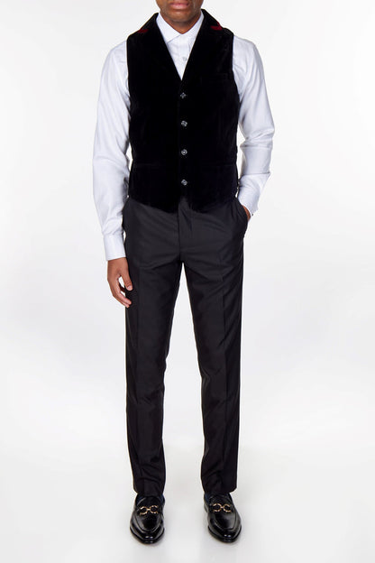 TIM Black Velvet Collar Waistcoat