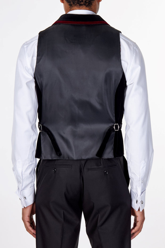 TIM Black Velvet Collar Waistcoat