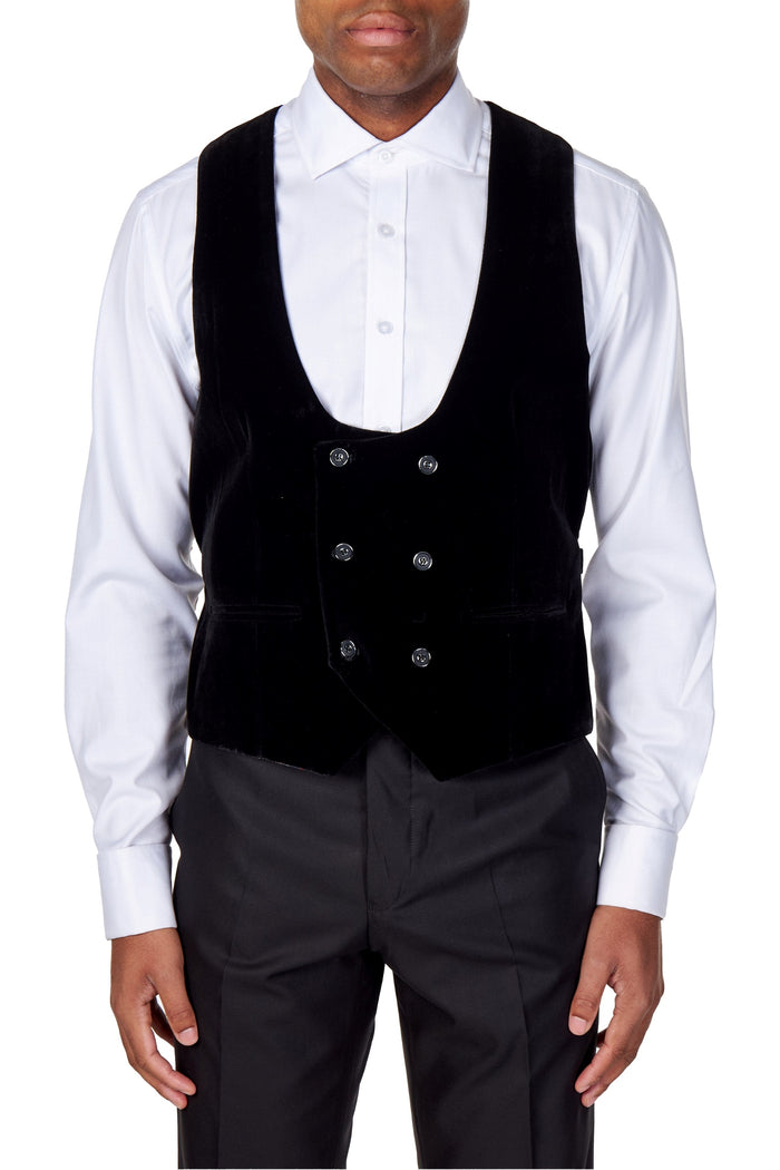 TIM Black Velvet Low U Cut Waistcoat