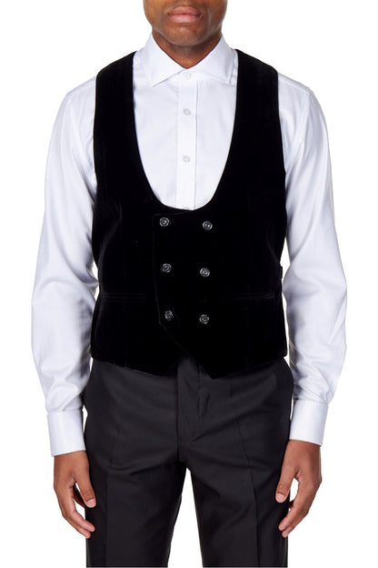 TIM Black Velvet Low U Cut Waistcoat