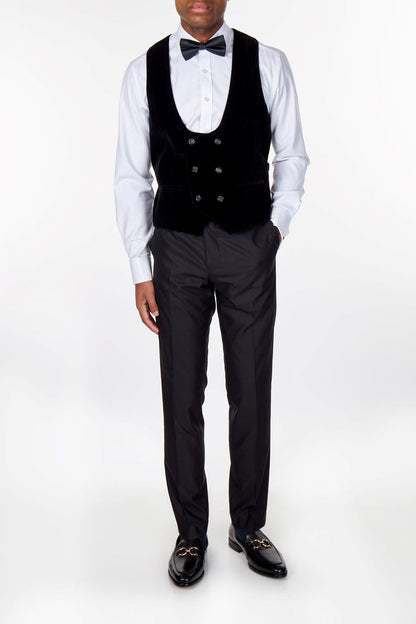 TIM Black Velvet Low U Cut Waistcoat