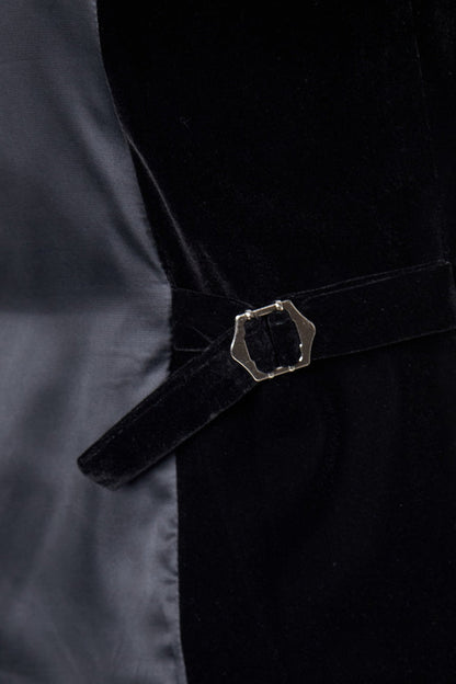 TIM Black Velvet Plain Waistcoat