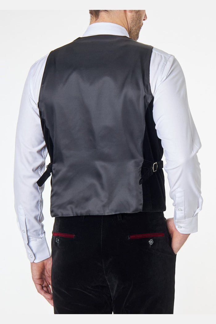 TIM Black Velvet Plain Waistcoat