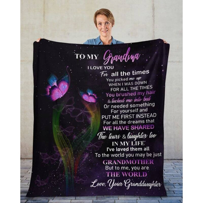 To My Grandma - From Granddaughter - Butterfly A319 - Premium Blanket
