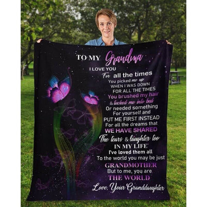 To My Grandma - From Granddaughter - Butterfly A319 - Premium Blanket