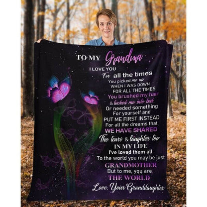 To My Grandma - From Granddaughter - Butterfly A319 - Premium Blanket