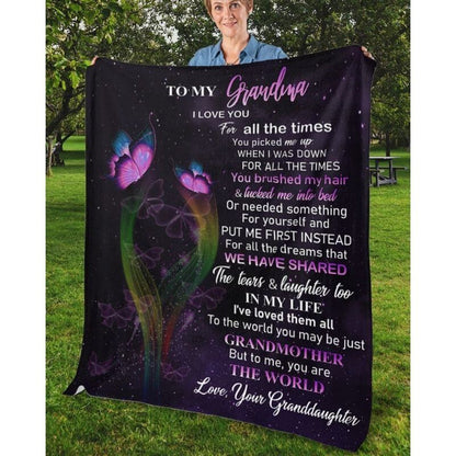 To My Grandma - From Granddaughter - Butterfly A319 - Premium Blanket