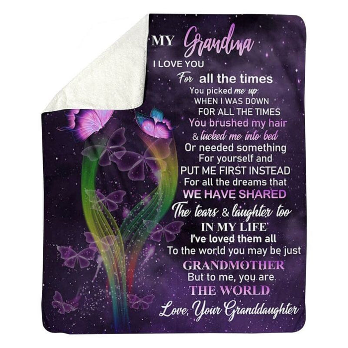 To My Grandma - From Granddaughter - Butterfly A319 - Premium Blanket