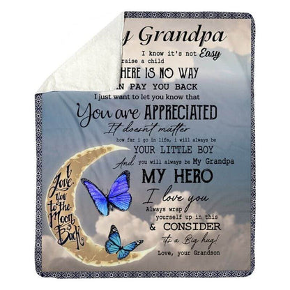 To My Grandpa - From Grandson - Butterfly A314 - Premium Blanket
