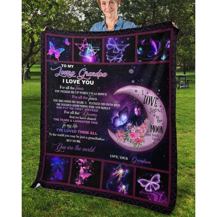 To My Grandpa - From Grandson - Butterfly A316 - Premium Blanket
