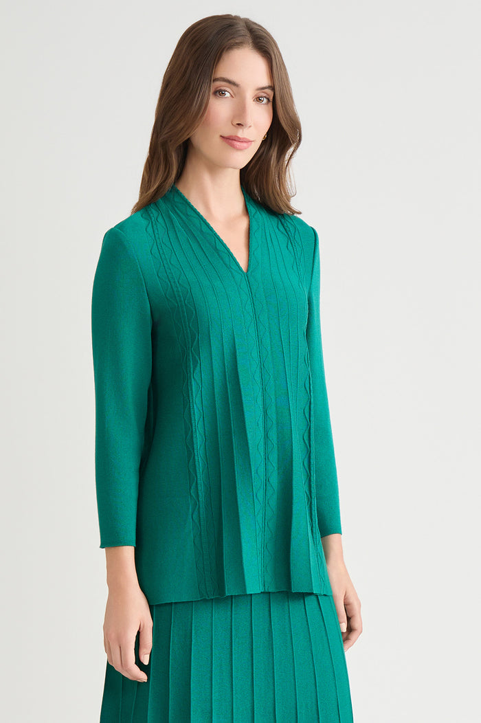 Tonal Multi-Stitch Flared Soft Knit Tunic, Everest | Ming Wang