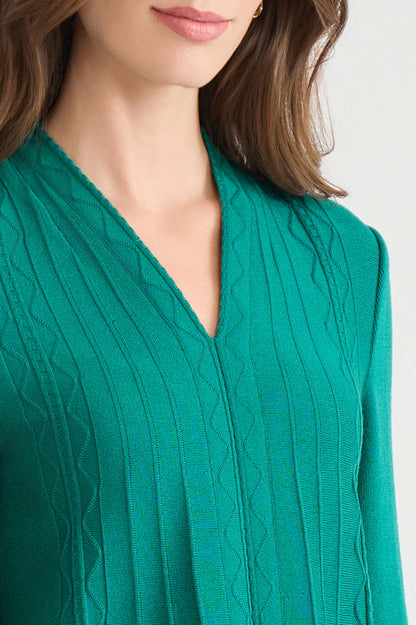 Tonal Multi-Stitch Flared Soft Knit Tunic, Everest | Ming Wang