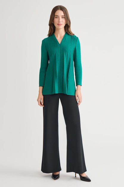 Tonal Multi-Stitch Flared Soft Knit Tunic, Everest | Ming Wang
