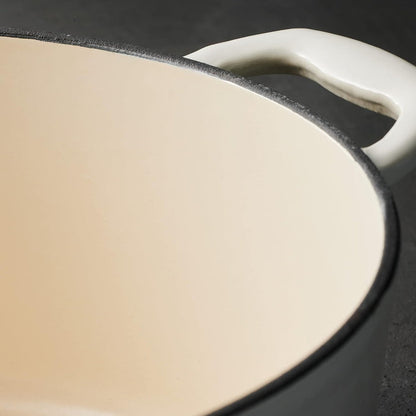 Tramontina Enameled Cast Iron Dutch Oven Pot with Lid, Round 5.5qt (Latte with Gold Knob) - electronicsexpo.com - Dutch Ovens