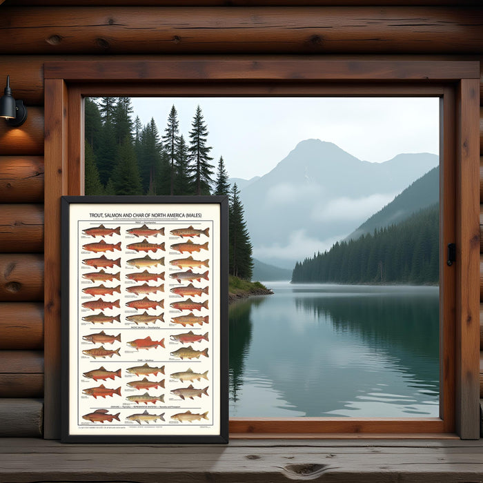 Trout, Salmon and Char ID Art Poster - Males